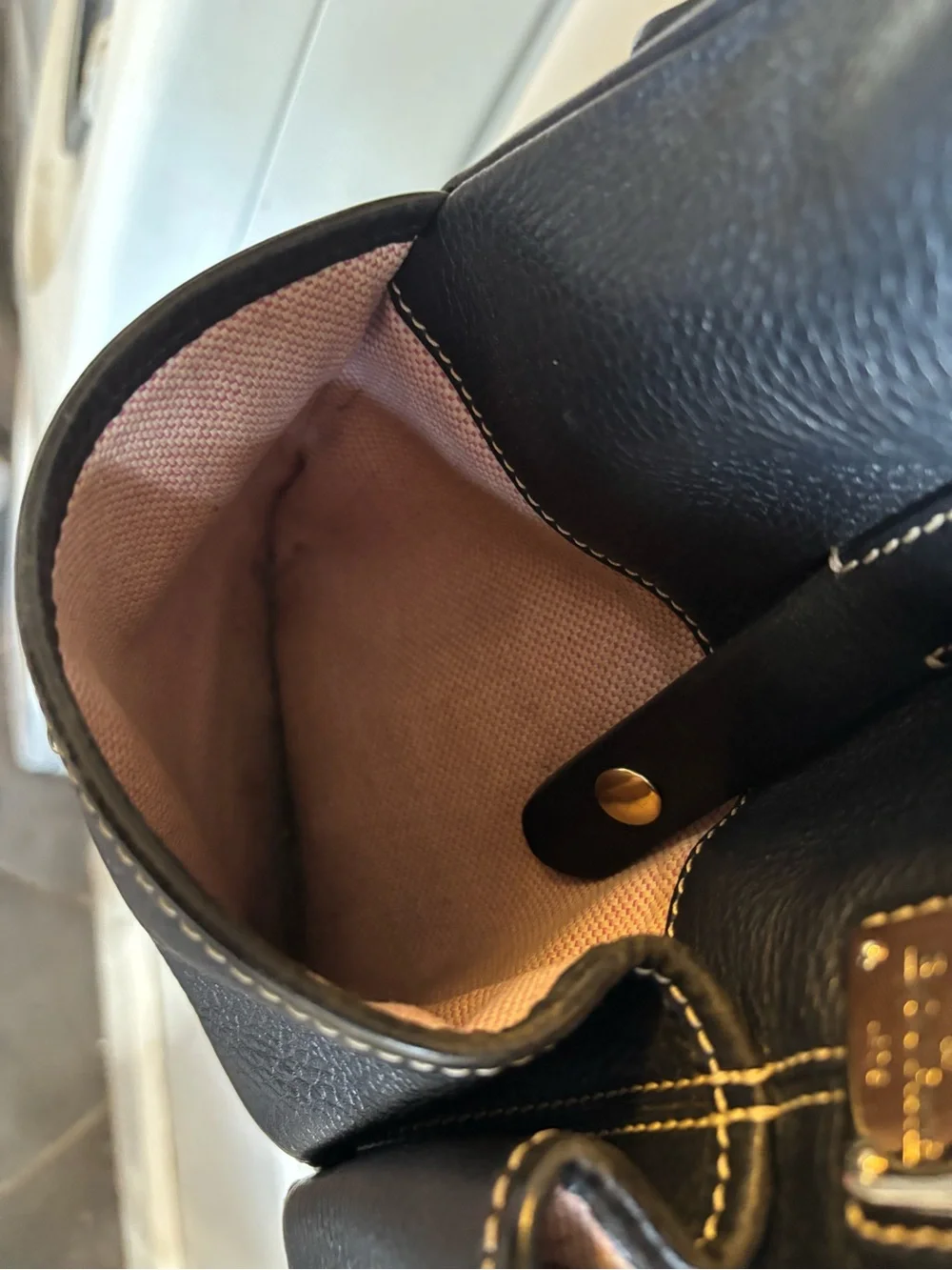 Dooney & Bourke Black Pebbled Leather Shoulder Bag with Gold Hardware
